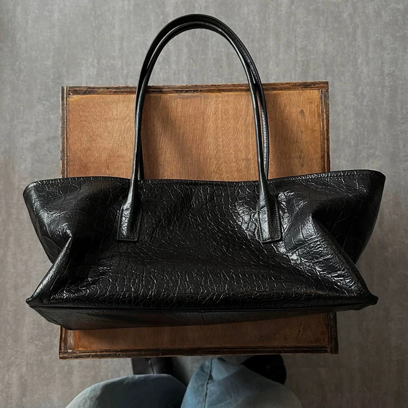 Luxury Bags Tote - Retro Crocodile Embossed Handbag, Fashionable and