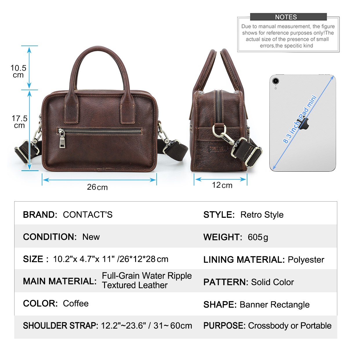 CONTACT'S Genuine Leather Men  - Luxury Bags Tote recension och pris